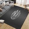 Juventus Fodboldklub4 Flanel Mønster Firkantet Tæppe, Områdetæppe, Tæppegulvmåtte til Stue Soveværelse Sofa Legeværelse Indretning, Skridsikker Gulvmåtte