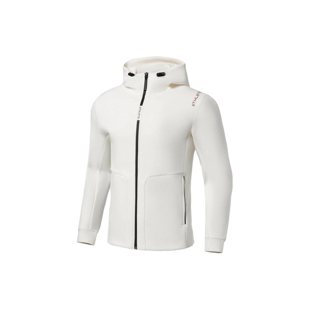 Li-Ning Fitness Series Letter Print Three-Dimensional Cut Hooded Long Sleeve Jacket Men Jackets White AWDS093-6