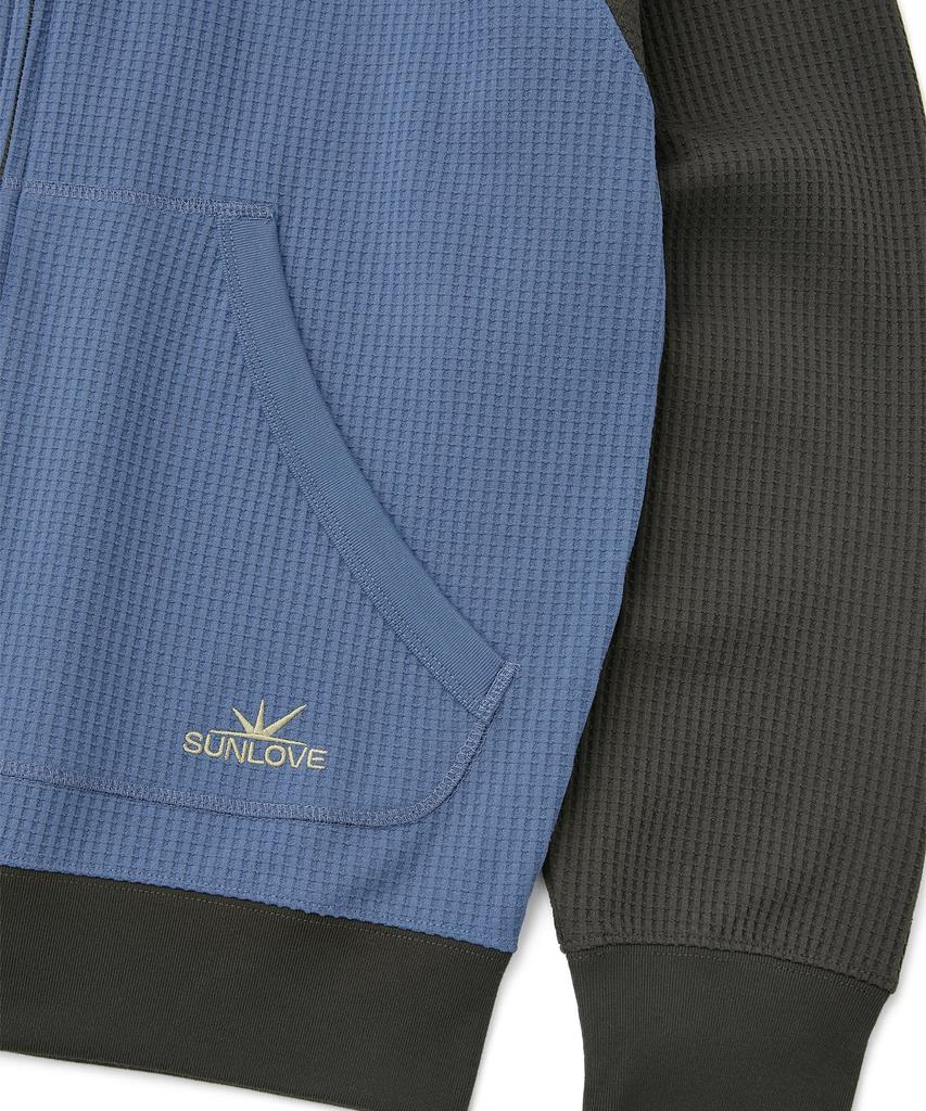 Sunlovetour Aero Waffle Zip Up Hoodie Blue