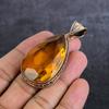 Citrine Gemstone Handmade Copper Jewelry Pendant 2.48" g5I06