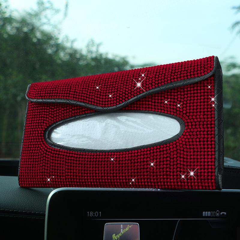 Diamond Crystal Car Tissue Box Holder High-end Luxury Sun Visor Multicolor Paper Box Bling Auto Interior Storage Car Acessories