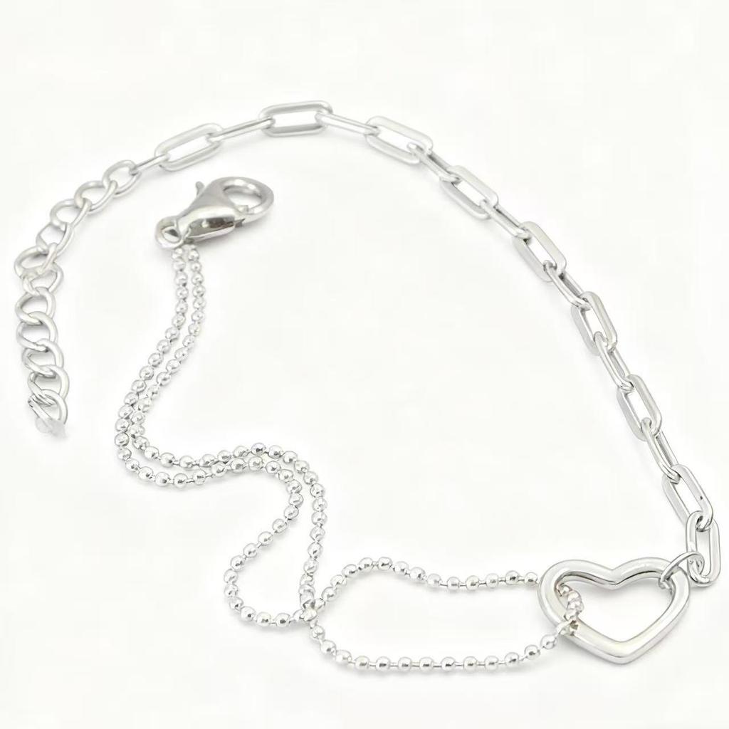 Double-Layer Asymmetric Heart Bracelet: Korean Style for Women