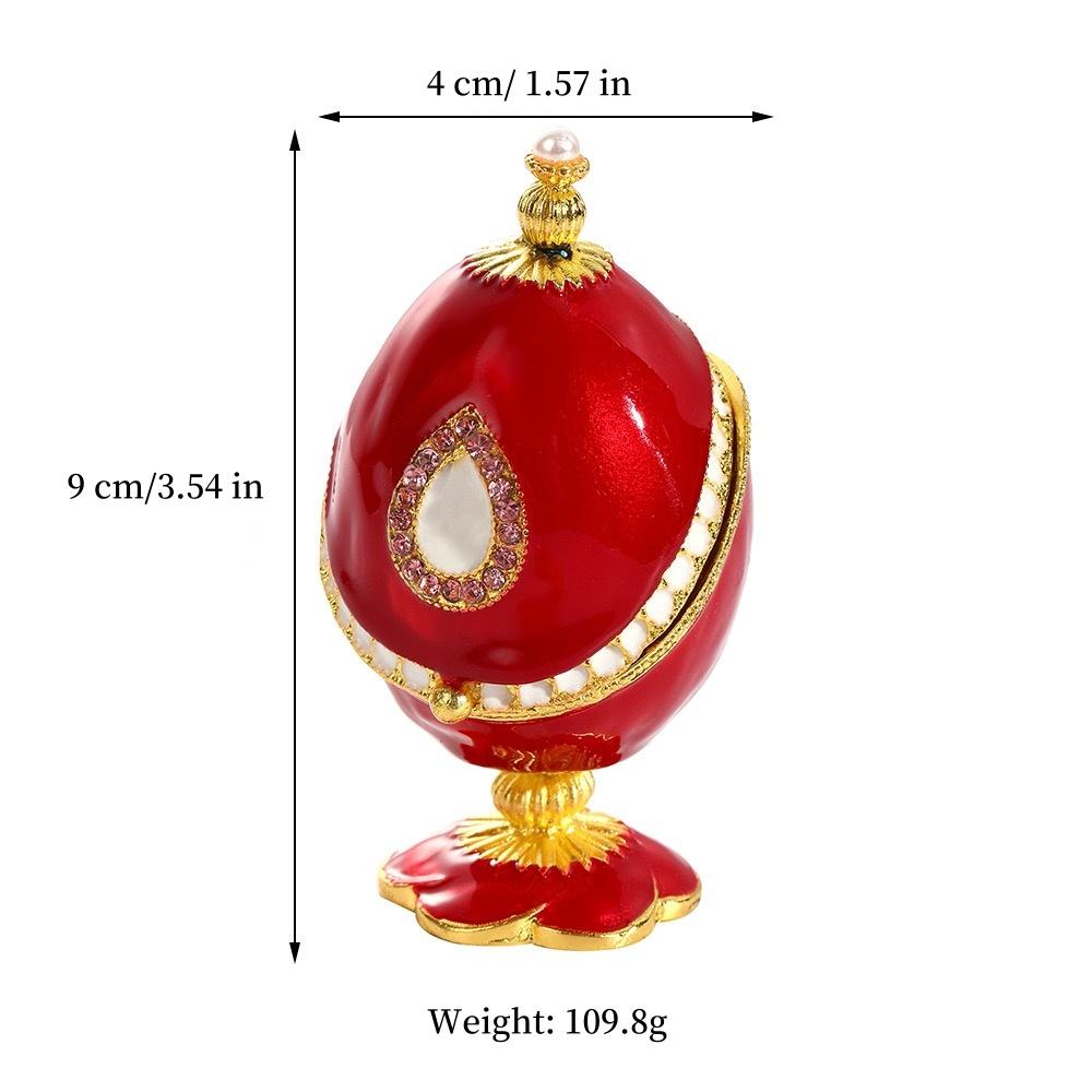 

Egg Shape Jewelry Storage Box Inlaid Gem Organizer Ornaments Alloy Storage Jar Earrings Ring Holder Unique Gift for Family