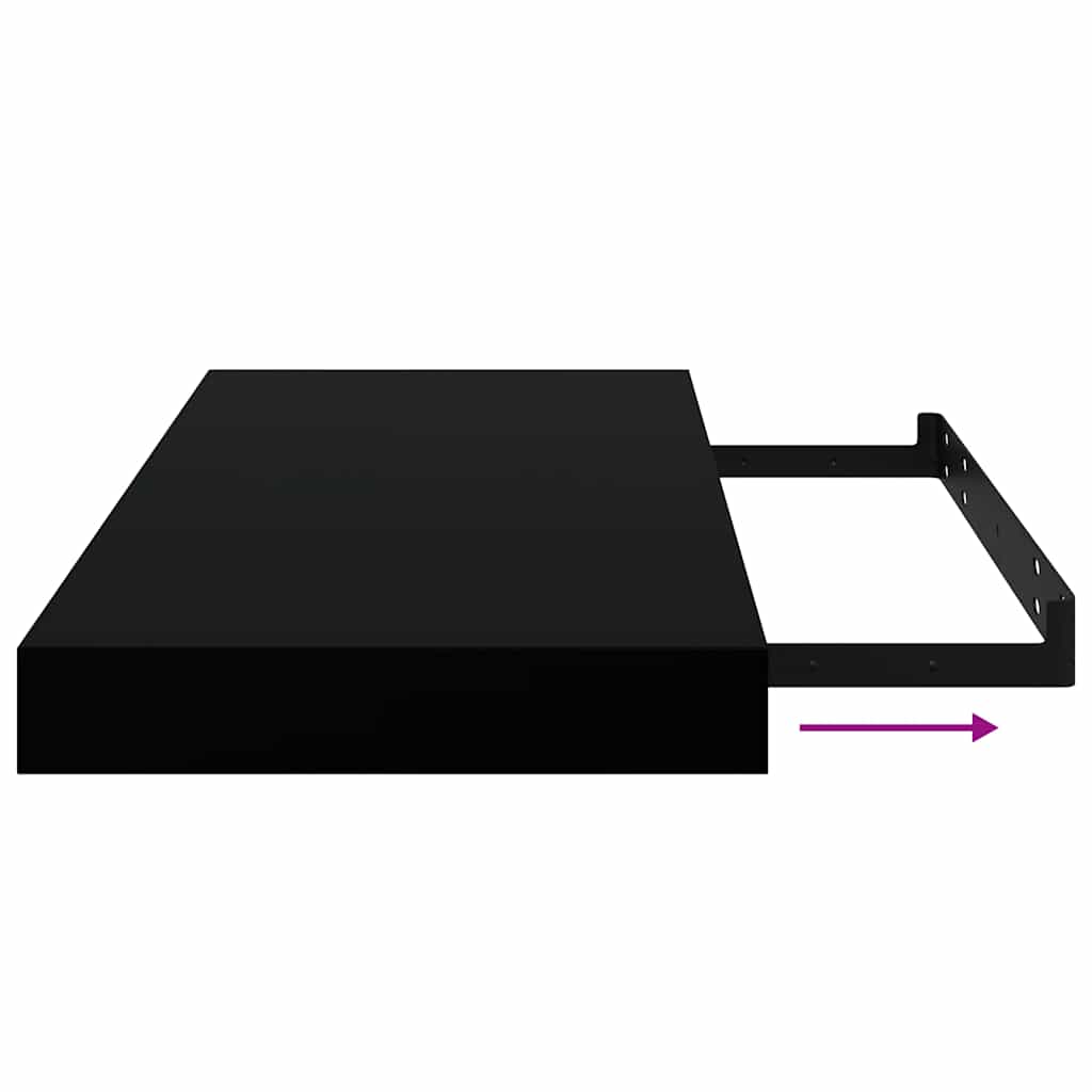 Floating Shelves Set (4 pcs) High Gloss Black 50 x 23 x 3.8 cm MDF