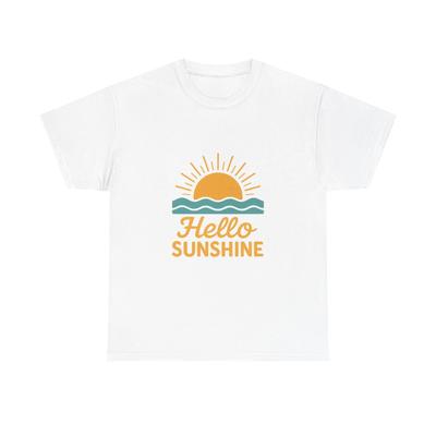 Hello Sunshine Retro Summer T Shirt Beach Vibes Graphic Sun Tee Unisex