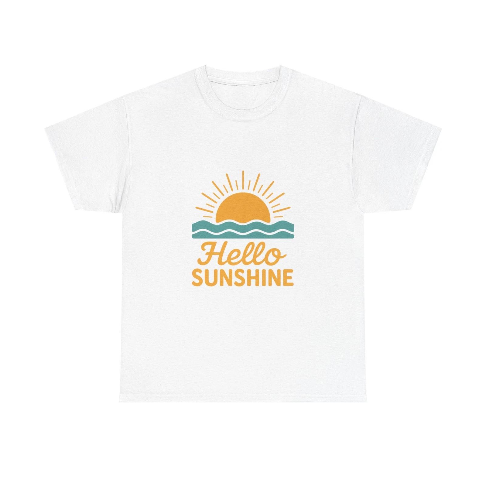 Hello Sunshine Retro Summer T shirt Beach Vibes Graphic Sun Tee Unisex L