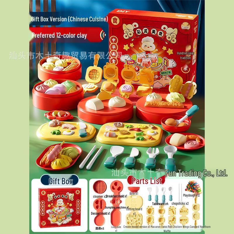 Kids  Role-Play DIY Clay Chinese Cuisine Kitchen Tool Set Basic Set