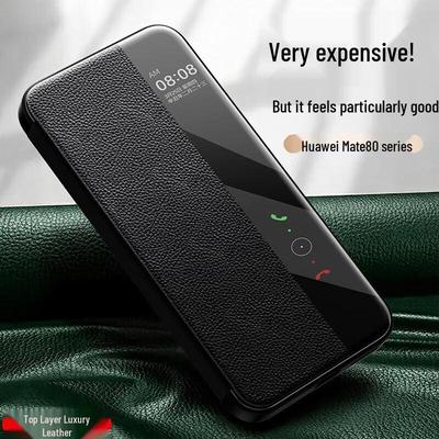 Hanluo Smart Window Flip Leather Case for Huawei Mate 80 Series