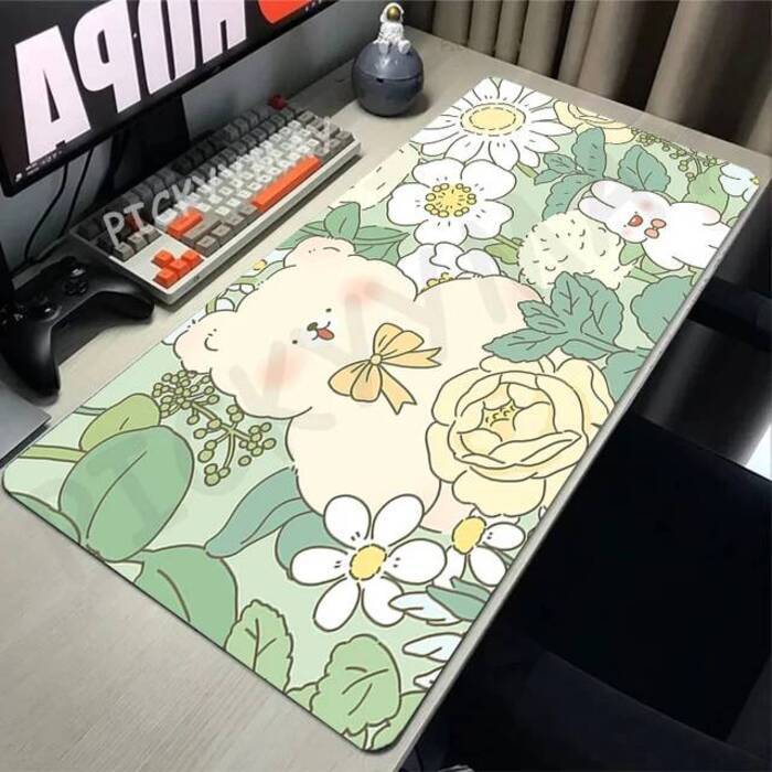 Little Bear In The Flower Sea Gaming Mousepads Desk Rug Gamer Mousepad Large Mouse Mat Desk Pads Keyboard Mats Design Mouse Pad