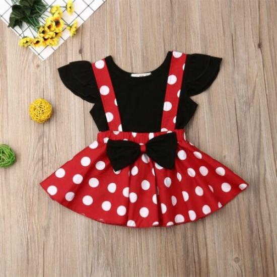 Toddler Infant Kids Baby Girls Fashion Lovely Floral Printed T-Shirt Tops Girls Clothes Suspender Skirt Outfits Ruched Flying Long Sleeve Clothing Set for 1-4 Years Old