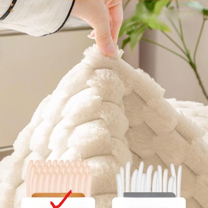 Rabbit Plush Sofa Cushion Couch Thickened Warm Sitting Mat In Winter Anti Slip Leather Sofa Cover Dust Cover Cloth Soft Hand Towel