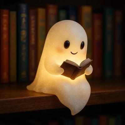 NUEVA Lámpara de Lectura de Fantasma Linda Halloween 3D LED Luz Nocturna Espeluznante Luz de Escritorio Para Dormitorio Estudio Amantes de los Libros Oficina en Casa