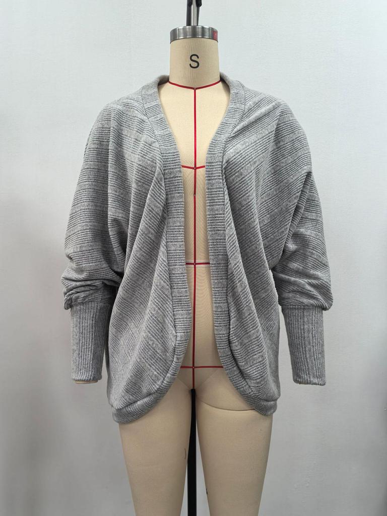 2025 European & American Women's Autumn/Winter Solid Color Mid-Length Knitted Cardigan Sweater