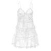 LittleForBig Women's 2-Piece Lingerie Set: Polka Dot and Heart Print Halter V-Neck Mesh Dress and T-Pants (Romantic), White, Size 2XL