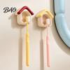 Household Toothbrush Storage Cartoon House Holder, Wall Mounted Bathroom Organizer, Suspended Organizer Drainage Drying Rack for Electric And