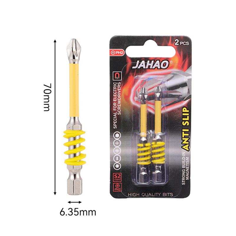2pcs 65/70/90/150mm Anti-Slip Magnetic Phillips Bit with Spring Magnetic Screwdriver Bits PH2 Driver Screw 1/4'' Hex Shank Drill