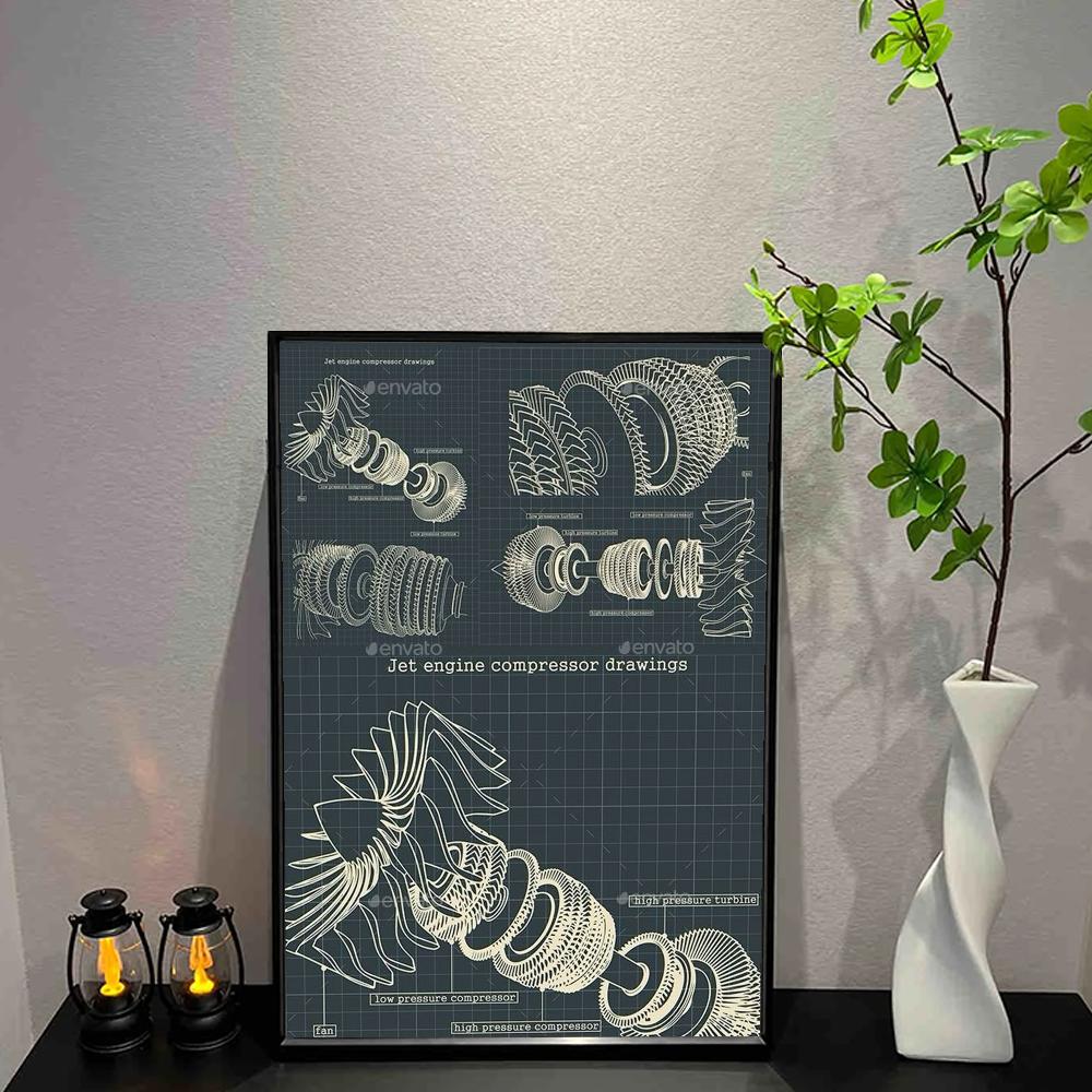 

Плакат с чертежами авиационных механизмов, настенная печать, декоративная фреска, современный домашний декор, подарок на день рождения, холст без рамы, Gara 21cm×30cm NoFrame