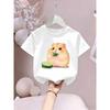 European Sizes Summer Casual Girls' Clothing, Featuring a Cute Cartoon Hamster Print, Soft, Comfortable, and Versatile Round-neck T-shirt