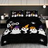 3-piece Halloween themed black cute ghost pumpkin pattern duvet cover set, 1 duvet cover+2 pillowcases, coreless