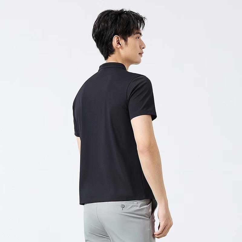 Qipai Men s Mandarin Collar Short-Sleeve Polo Shirt XL