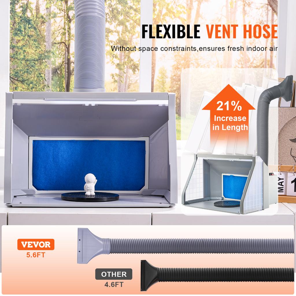 SucceBuy Airbrush Spray Booth Dual-Fans Portable Hobby Airbrush Paint Spray Booth Kit with LED Lights and Exhaust Extension Hose