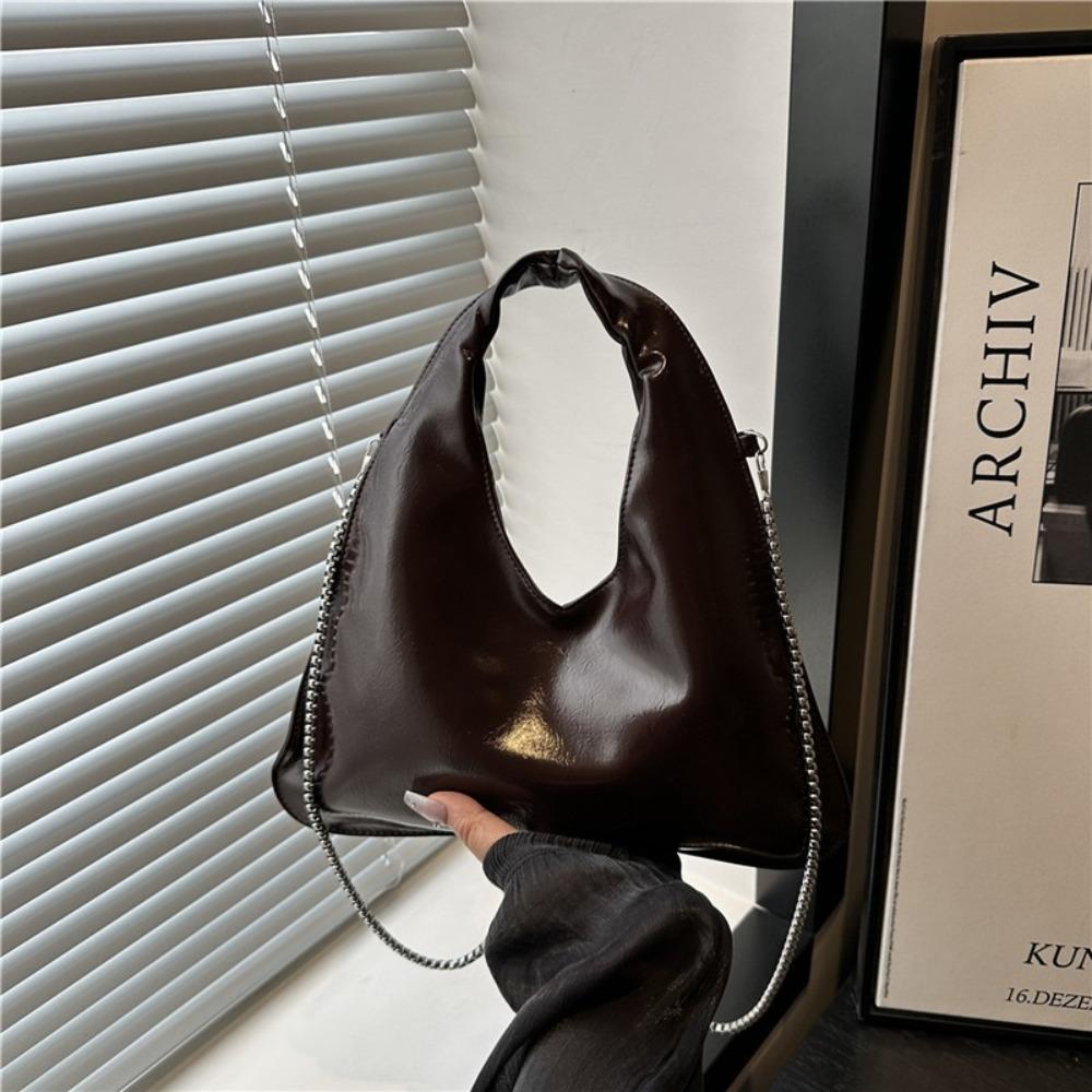 Chain PU Leather Shoulder Bag Versatile Women's Handbag Simple Cross Body Bag  Ladies