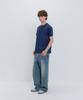 PSSHOPPER [Refurbished] Semi-Crop Slub Vintage Short Sleeve T-Shirt [Navy]