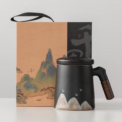 Tasse filtre en céramique Yipan avec couvercle - Montagnes des Mille Li