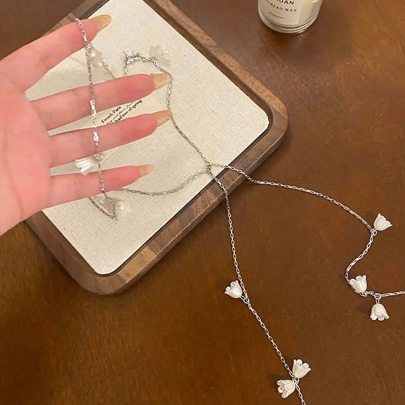 Lily Double-Layered Tassel Necklace Women's Gentle Elegant Fancy Accessible Luxury Fashion All-Match Clavicle Chain Ornament