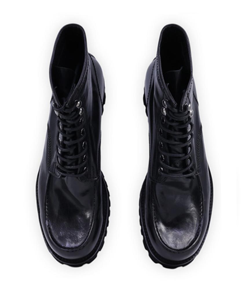 Yase L08 Commando Sole Horsehide Moc Toe Boots Black
