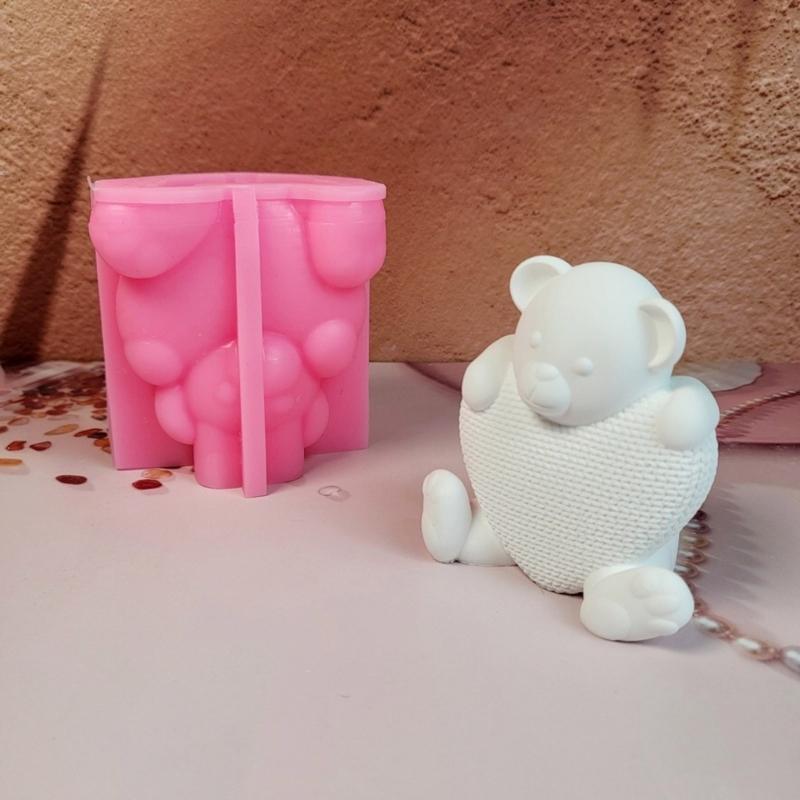 Häkelherz Bär Silikonformen für Kerzen Seife Schokolade Süßigkeiten Kuchen Fondant Dekoration Zement Gips Silikonformen