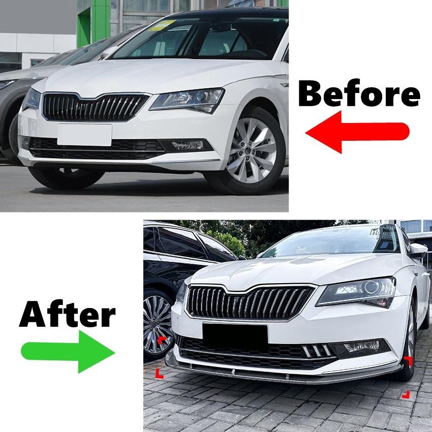 Front Bumper Lip Spoiler For Skoda Superb B8 2016-2018 Front Bumper Protector Lower Blade Splitter Car Styling