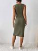 2024 Spring/Summer Sleeveless Slim Fit Dress: Solid Color, Large Hole Stripe Fabric with Slit Design for Women