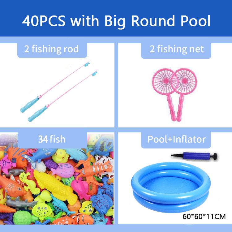40Pcs With Big Round Pool fishing toys for boys Education toy For Kids