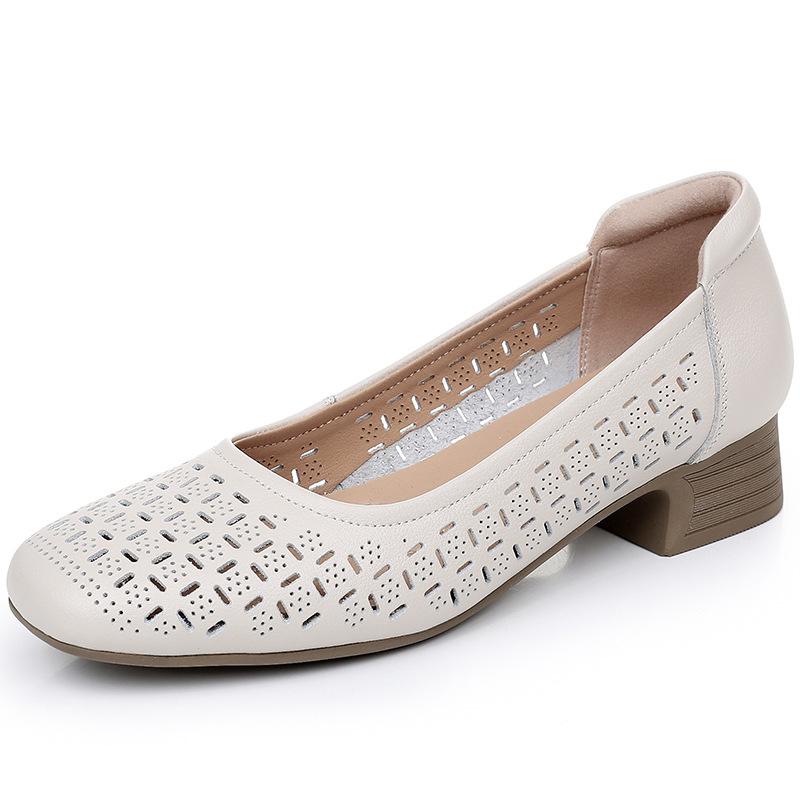 

Модные GKTINOO Сандалии из натуральной кожи с перфорацией для женщин 2025 Новая летняя обувь Толстый каблук Мягкая подошва Дышащая женская обувь 38