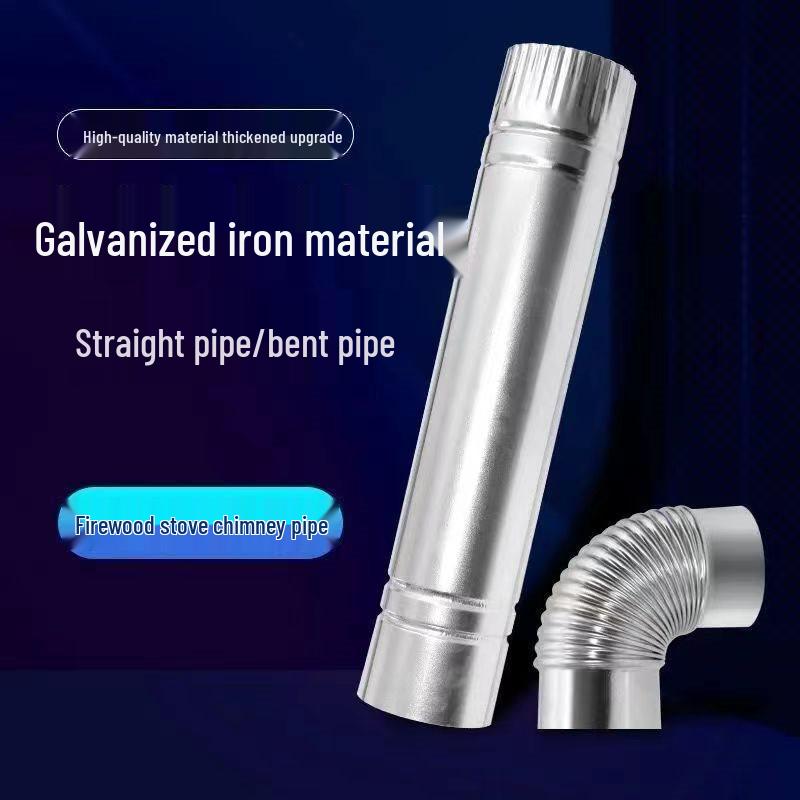 Thickened Galvanized Iron Chimney Pipe Wood-Burning Stove Exhaust for Household Heating Galvanized Iron Sheet Elbow Diameter 10cm