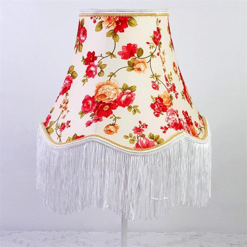 Soft Light Filtering Cloth Lamp Shade With Delicate Lace Trim Elegant Fringe Lampshades For Reading And Relaxation