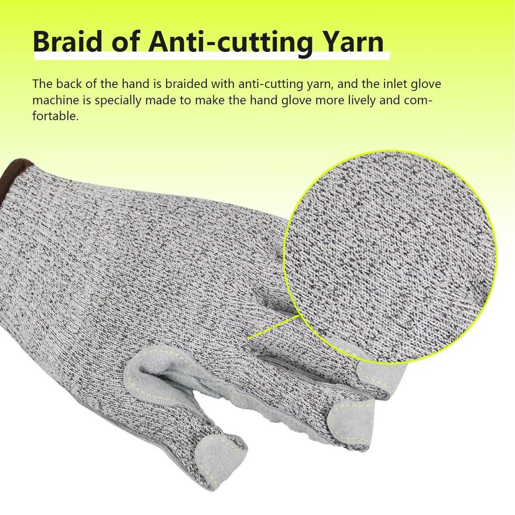 SIZA Safety Cut Proof Seamless Knitted Safety Gloves with Cow Leather Palm Anti-cut Function for Slaughter Cutting & Repair Work