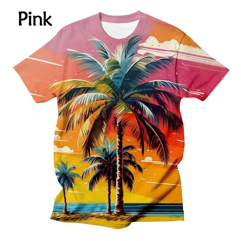 New Palm Tree Sunset Graphic Men's/women's Fashion 3D T-shirt Comfortable and Breathable Shirt Casual Funny Men's Summer Tees