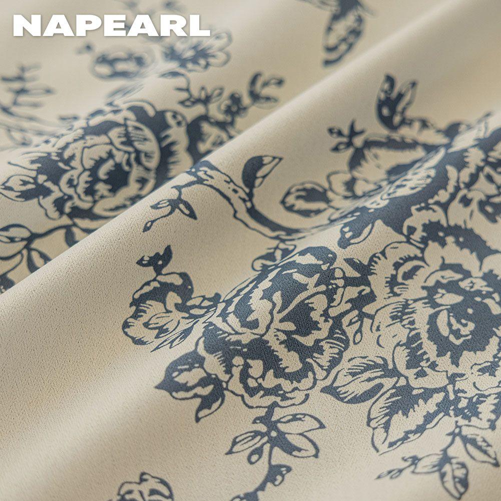 1PC NAPEARL 70-80% Blackout Degree European Retro Printed Ruffle Edge Blackout Curtain for Bedroom Living Room Home Decor