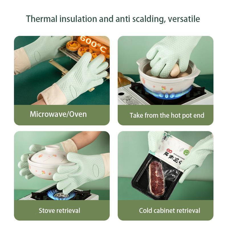 Silné silikonové žáruvzdorné rukavice Odolnost vůči vysokým teplotám Kuchyňská trouba Mikrovlnná trouba Pečicí rukavice Protiskluzové Snadno se čistí
