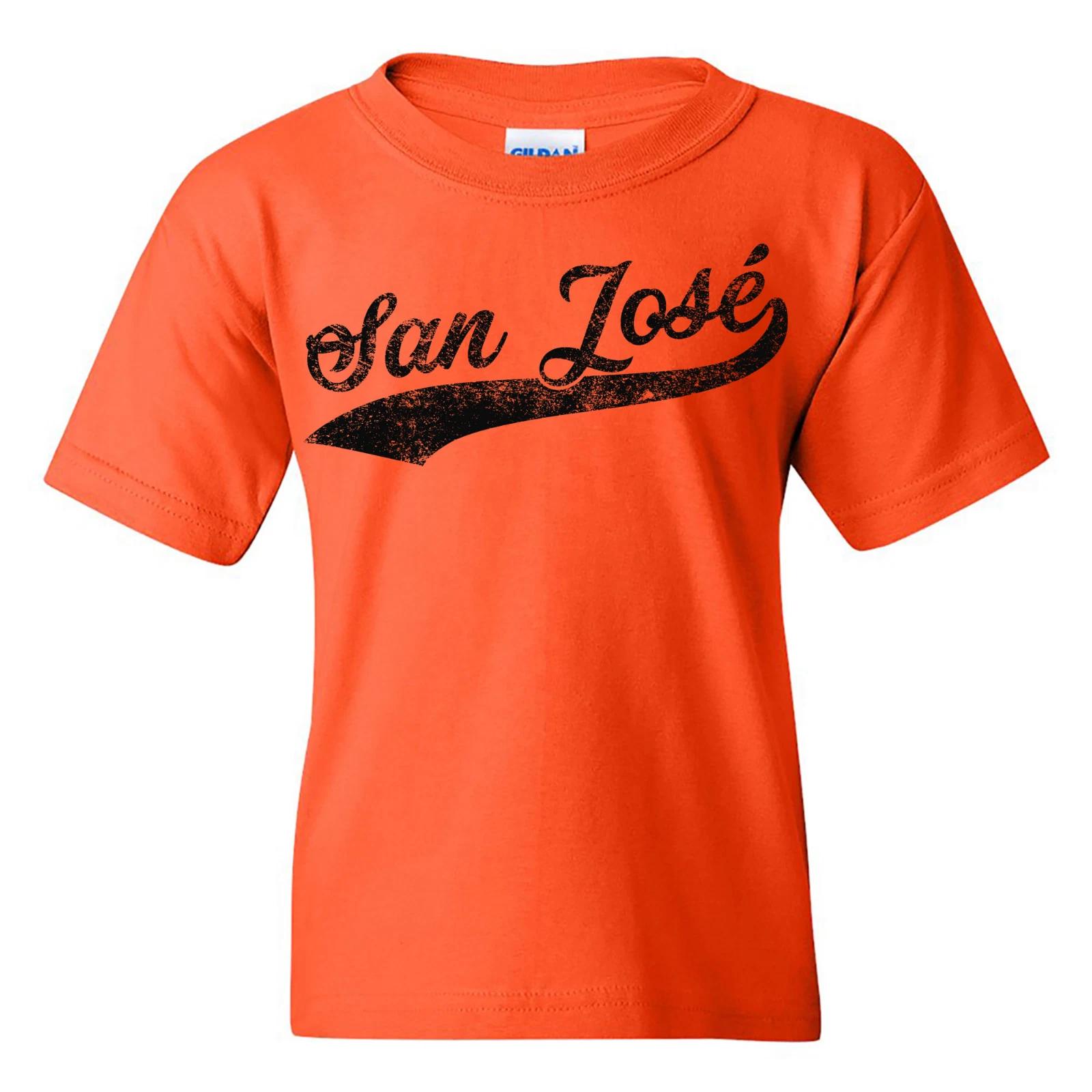 San Jose Baseball Script Youth T-Shirt - Orange 3XL