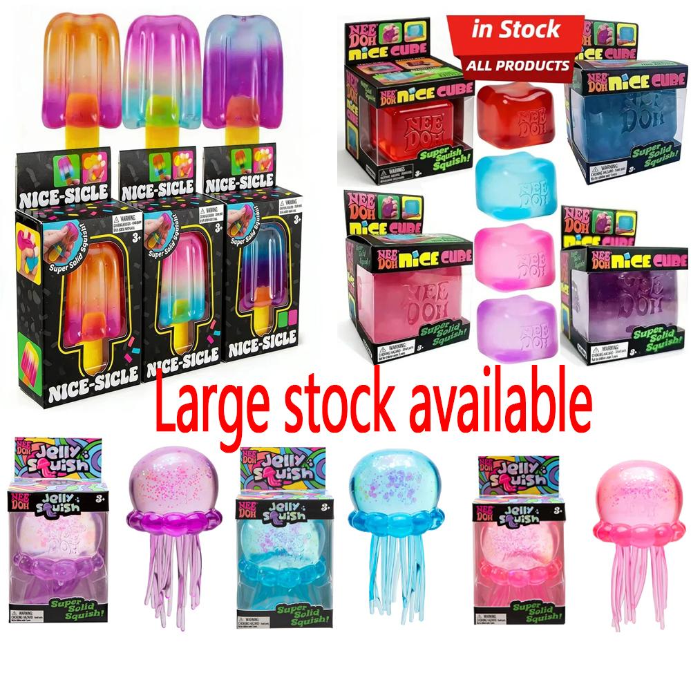 Schylling NeeDoh Trending Jellyfish & Cube Squish Toy,Fidget Sensory Toy, Suitable all ages to improve focus and relieve stress
