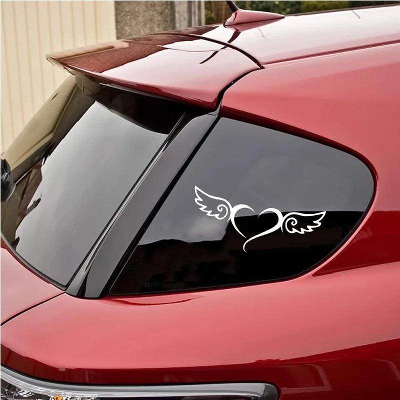 Engrave 16.5x7cm Heart-Shaped Angel Wings Car Sticker Personalized Creative Window Laptop Decorative Vinyl Film Decal Auto