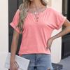 Spring/Summer Button Women's Casual T-shirt Solid Ladies Top