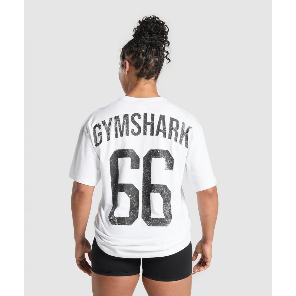 

Футболка большого размера Gymshark Gs66 Graphic, белая C1a4l Wb57 XS