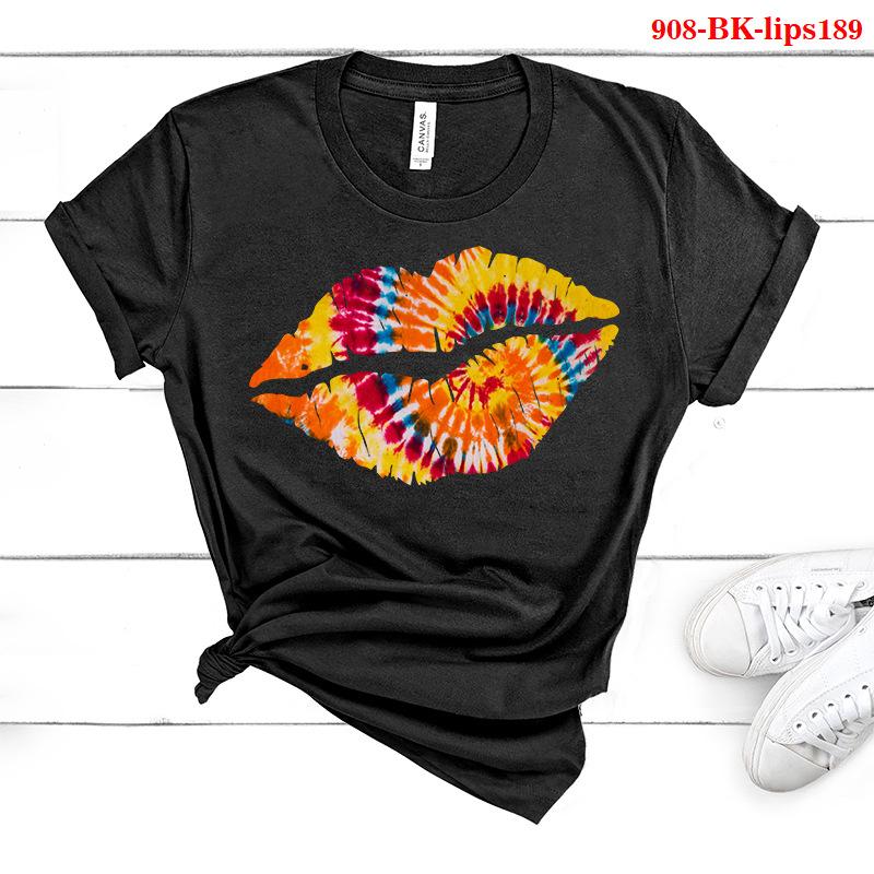 Sexy Colorful Lip Print Women T Shirt Short Sleeve O Neck Loose Women Tshirt Ladies Tee Shirt Tops Clothes Camisetas Mujer