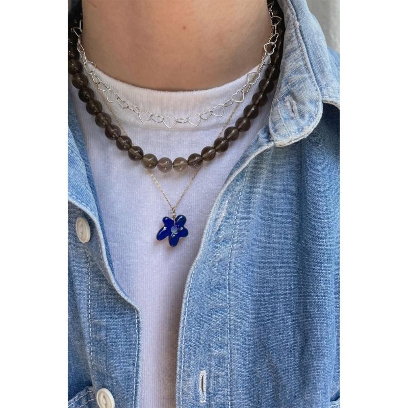 Small Flower Choker Floral Pendant Necklaces Pendant Necklace Alloy Material Pendant Choker Y2K Neck Jewelry for Daily