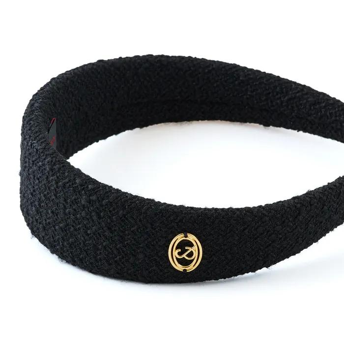 & COUTURE BLACK TWEED HAIR BAND
