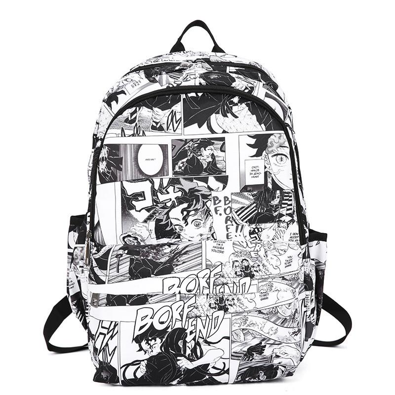 Youthful Graffiti Pattern School Backpack With Durable Nylon And Air Cushion Straps